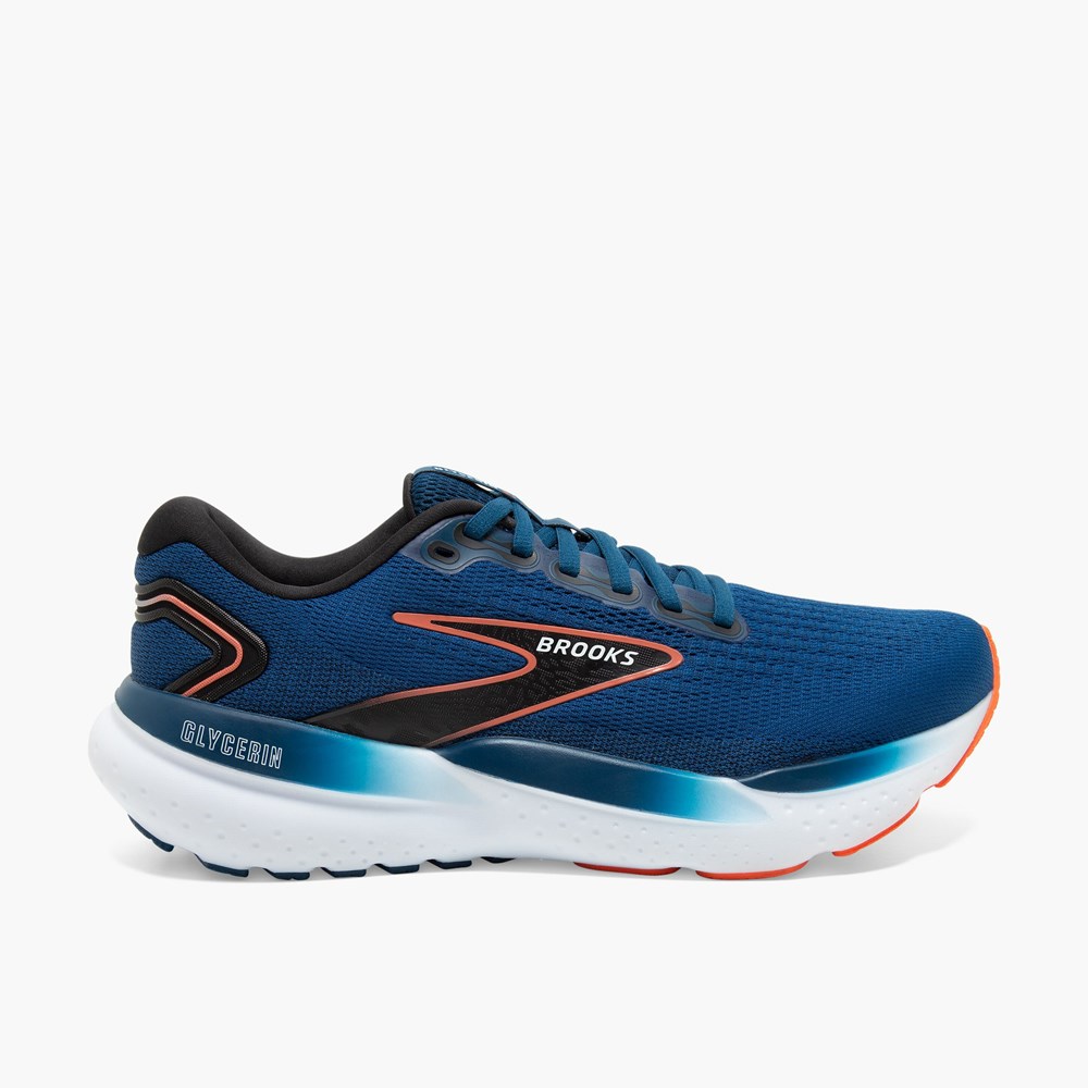 Chaussures Running Route Brooks Glycerin 21 Bleu Noir Homme | NOK-0419097